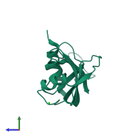 PDB entry 3i7x coloured by chain, side view.