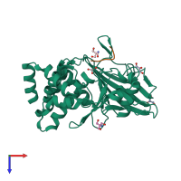 PDB entry 3i7z coloured by chain, top view.