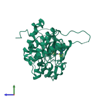 PDB entry 3i81 coloured by chain, side view.