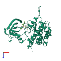 PDB entry 3i81 coloured by chain, top view.
