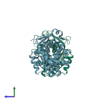 PDB entry 3i83 coloured by chain, side view.