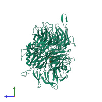 PDB entry 3i89 coloured by chain, side view.