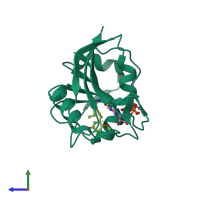 PDB entry 3i8a coloured by chain, side view.