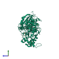 PDB entry 3i8b coloured by chain, side view.