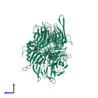 PDB entry 3i8c coloured by chain, side view.