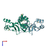 PDB entry 3i8n coloured by chain, top view.