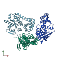 PDB entry 3i8s coloured by chain, front view.