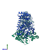 PDB entry 3i8s coloured by chain, side view.