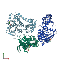 PDB entry 3i8x coloured by chain, front view.