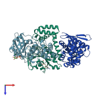 PDB entry 3i8x coloured by chain, top view.