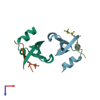 PDB entry 3i90 coloured by chain, top view.
