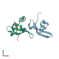 PDB entry 3i91 coloured by chain, front view.