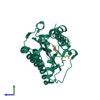 PDB entry 3i94 coloured by chain, side view.