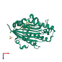 PDB entry 3i94 coloured by chain, top view.