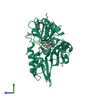 PDB entry 3i99 coloured by chain, side view.
