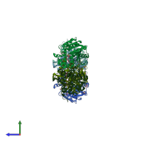 PDB entry 3ia2 coloured by chain, side view.