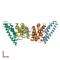 PDB entry 3ia3 coloured by chain, front view.