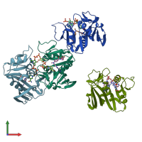 PDB entry 3ia4 coloured by chain, front view.
