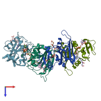 PDB entry 3ia4 coloured by chain, top view.