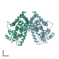 PDB entry 3ia6 coloured by chain, front view.