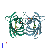 PDB entry 3ia8 coloured by chain, top view.