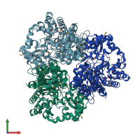 PDB entry 3iac coloured by chain, front view.
