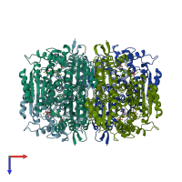 PDB entry 3iaf coloured by chain, top view.