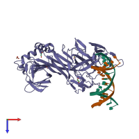 PDB entry 3iag coloured by chain, top view.