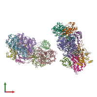 PDB entry 3iam coloured by chain, front view.