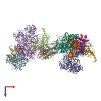 PDB entry 3iam coloured by chain, top view.