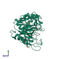 PDB entry 3ian coloured by chain, side view.