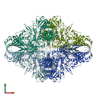 PDB entry 3iaq coloured by chain, front view.