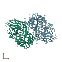 PDB entry 3ib3 coloured by chain, front view.
