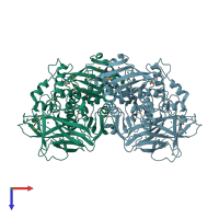PDB entry 3ib3 coloured by chain, top view.