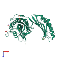 PDB entry 3ib5 coloured by chain, top view.