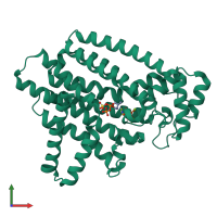 PDB entry 3iba coloured by chain, front view.