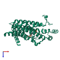 PDB entry 3iba coloured by chain, top view.