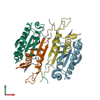 PDB entry 3ibc coloured by chain, front view.