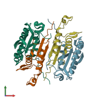 PDB entry 3ibf coloured by chain, front view.
