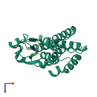 PDB entry 3ibh coloured by chain, top view.