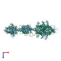 PDB entry 3ibj coloured by chain, top view.