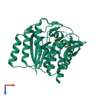 PDB entry 3ibq coloured by chain, top view.