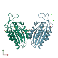 PDB entry 3ibs coloured by chain, front view.