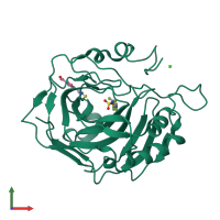 PDB entry 3ibu coloured by chain, front view.