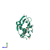 PDB entry 3ibz coloured by chain, side view.