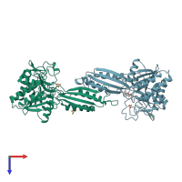 PDB entry 3ic1 coloured by chain, top view.