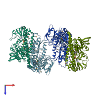 PDB entry 3ic9 coloured by chain, top view.