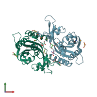 PDB entry 3ica coloured by chain, front view.
