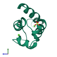 PDB entry 3icb coloured by chain, side view.