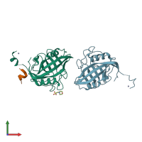 PDB entry 3ici coloured by chain, front view.